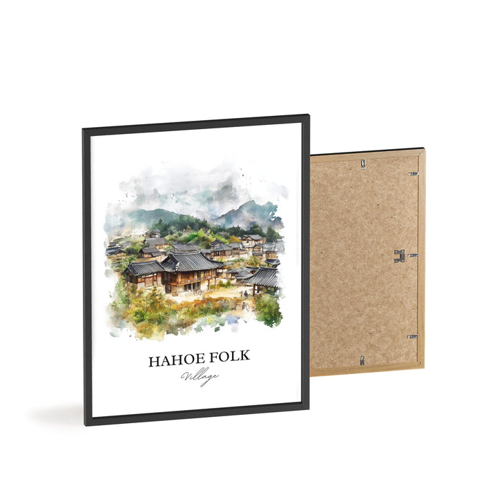 Hahoe Folk Village Wall Art, Angong Print, South Korea Watercolor Art, Gyeongsangbuk-do Gift, Travel Print, Travel Poster, Housewarming Gift
