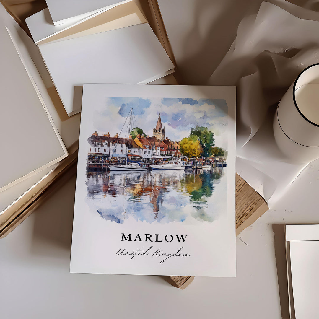 Marlow UK Wall Art, Marlow Print, Marlow Watercolor Art, Marlow England Gift,