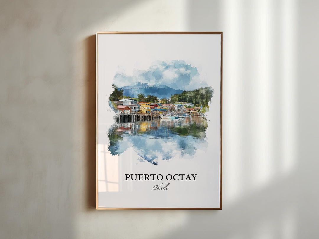 Puerto Octay Wall Art, Llanquihue Lake Print, Chile Watercolor Art, Puerto Octay Gift, Travel Print, Travel Poster, Housewarming Gift