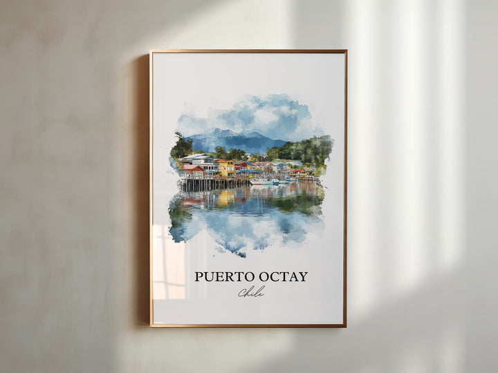Puerto Octay Wall Art, Llanquihue Lake Print, Chile Watercolor Art, Puerto Octay Gift, Travel Print, Travel Poster, Housewarming Gift