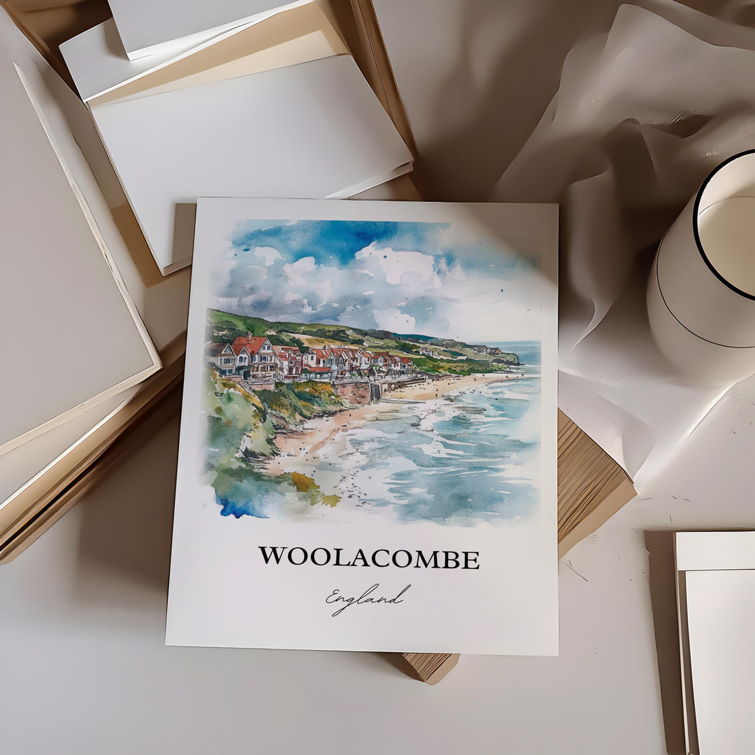 Woolacombe, England – Watercolor Art Print