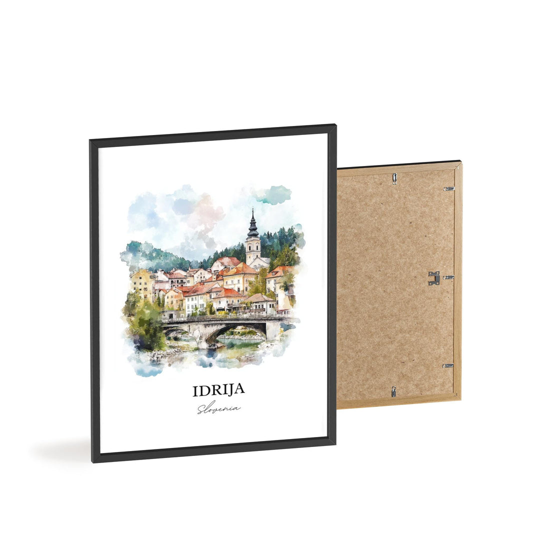Idrija Wall Art, Slovene Littoral Print, Slovenia Watercolor Art, Idrija Slovenia Gift, Travel Print, Travel Poster, Housewarming Gift