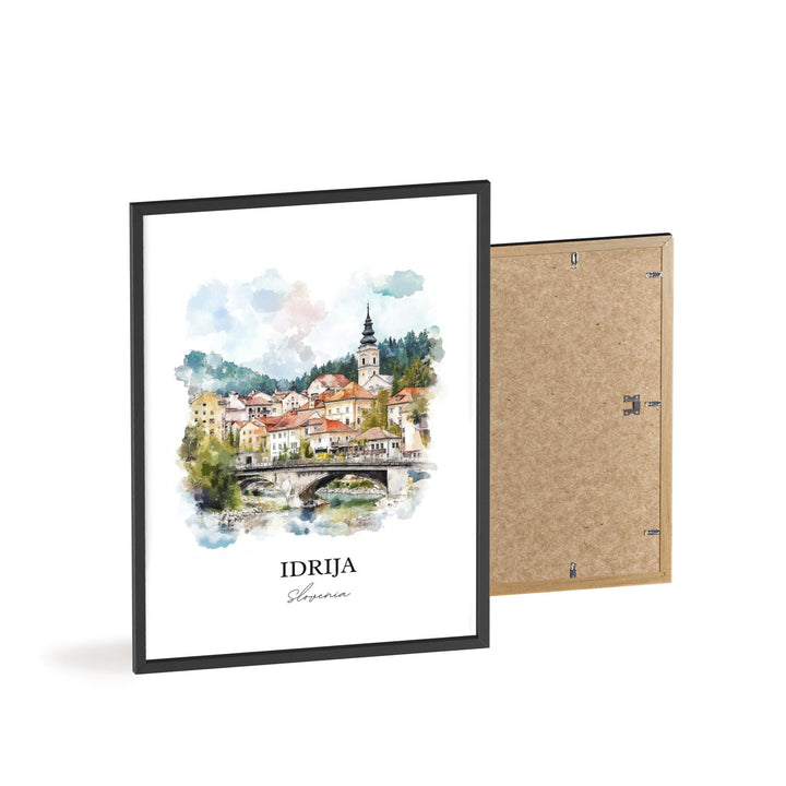 Idrija Wall Art, Slovene Littoral Print, Slovenia Watercolor Art, Idrija Slovenia Gift, Travel Print, Travel Poster, Housewarming Gift