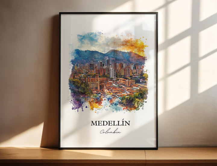 Medellín Wall Art, Colombia Print, Colombia Watercolor Art, Medellín Colombia Gift, Travel Print, Travel Poster, Housewarming Gift