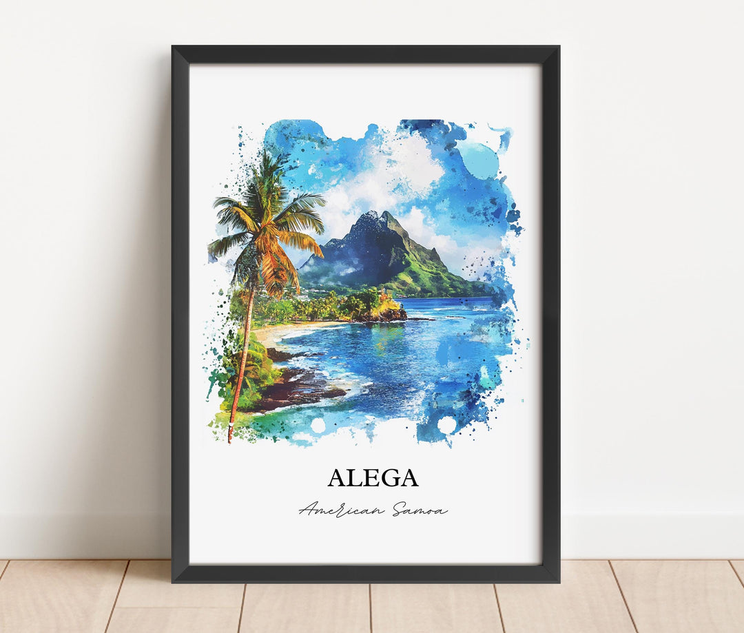 Alega Wall Art, American Samoa Print, Alega Watercolor Art, Tutuila Island Samoa Gift, Travel Print, Travel Poster, Housewarming Gift