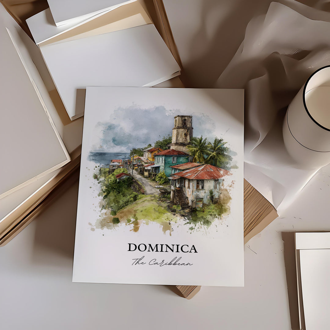 Dominica Wall Art, Dominica Print, Caribbean Watercolor Art, Dominica Gift, Travel Print, Travel Poster, Housewarming Gift