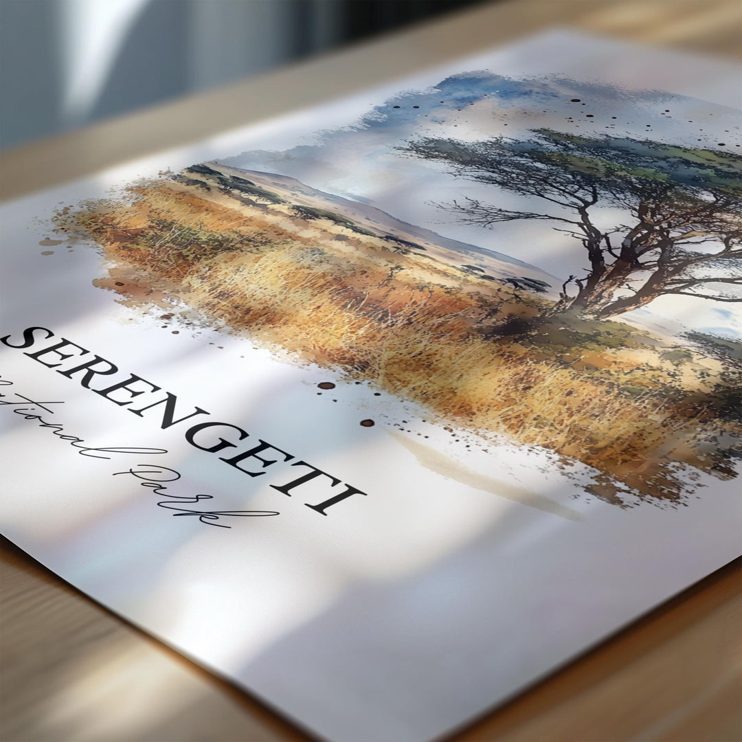 Serengeti National Park Art, Tanzania Print, Tanzania Watercolor, Serengeti National Park, Travel Print, Travel Poster, Housewarming Gift