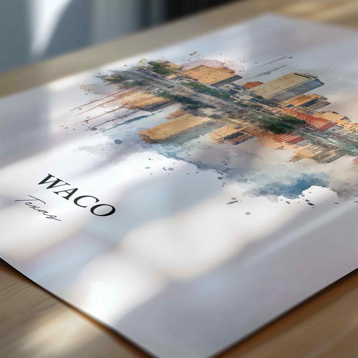 Waco, Texas – Watercolor Art Print