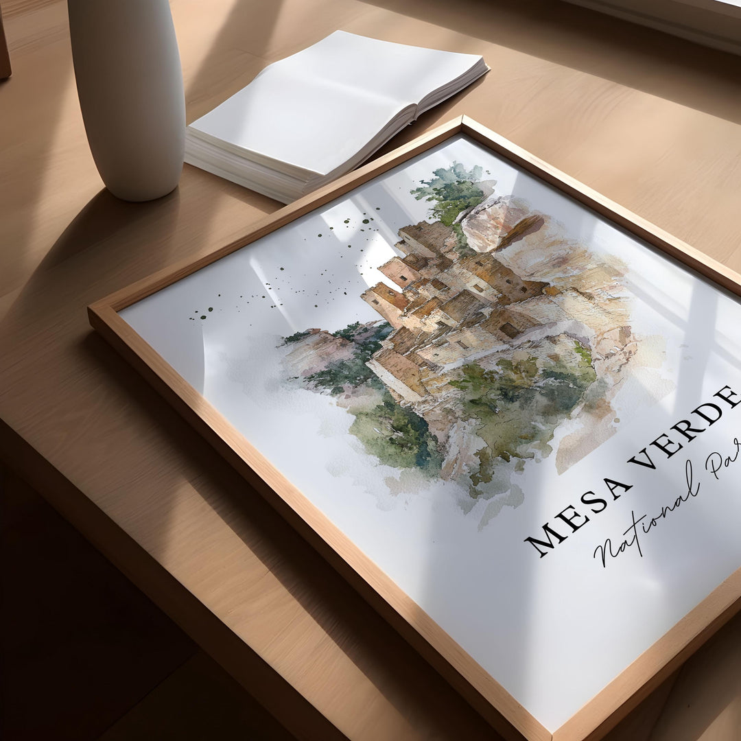 Mesa Verde Wall Art, Mesa Verde Print, Montezuma County Watercolor, Mesa Verde CO Gift,