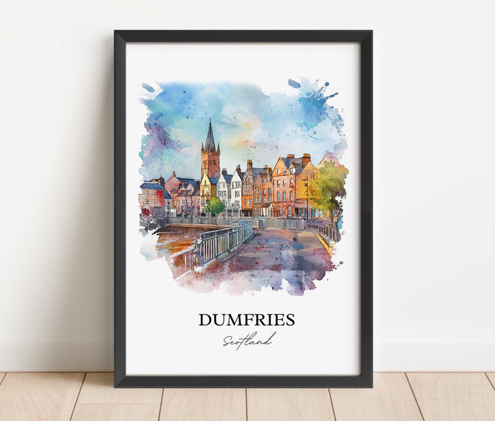 Dumfries Wall Art, Dumfries and Galloway Print, Scotland Artwork, Dumfries Scotland Gift, Travel Print, Travel Poster, Housewarming Gift