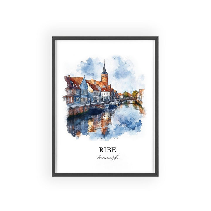 Ribe Denmark Wall Art, Jutland Print, Denmark Watercolor Art, Ribe Denmark Gift, Travel Print, Travel Poster, Housewarming Gift