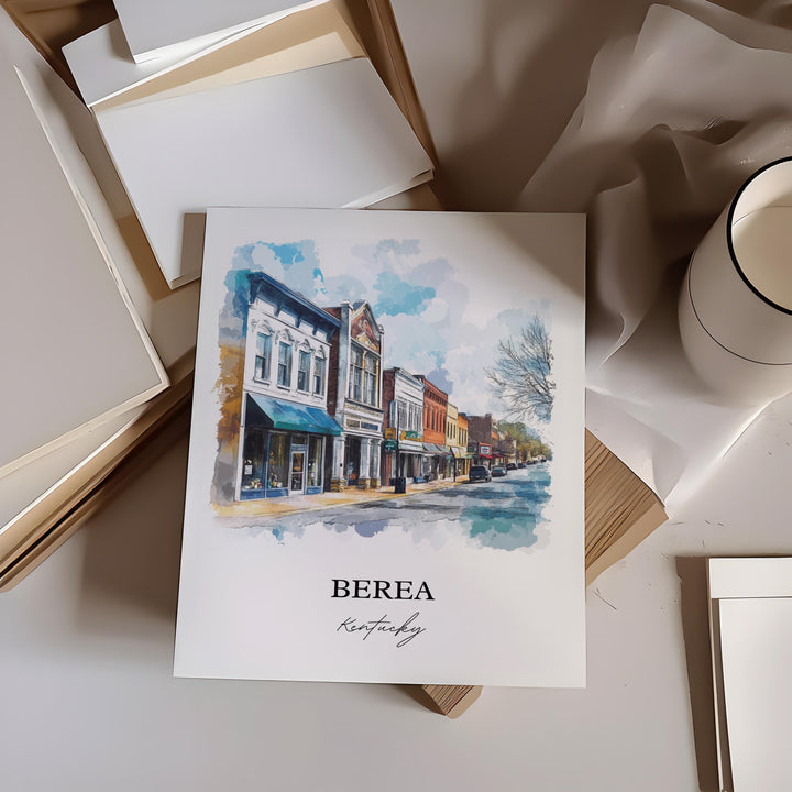 Berea KY Wall Art, Madison County Print, Kentucky Watercolor Art, Berea Kentucky Gift, Travel Print, Travel Poster, Housewarming Gift