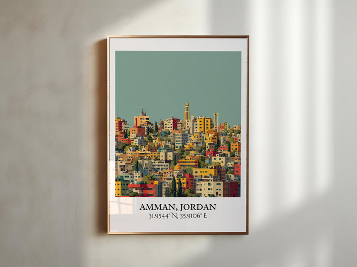 Amman Jordan Art, Amman Retro Travel Art, Amman Home Decor, Amman Jordan Gift, Jordan Travel Art, Travel Prints, Housewarming Gift