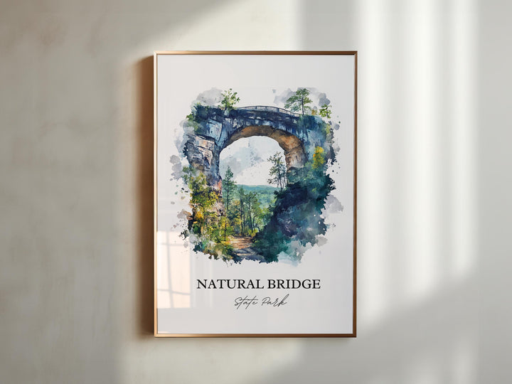 Natural Bridge State Park Art, Natural Bridge Print, Virginia Artwork, Natural Bridge Gift, Travel Print, Travel Poster, Housewarming Gift