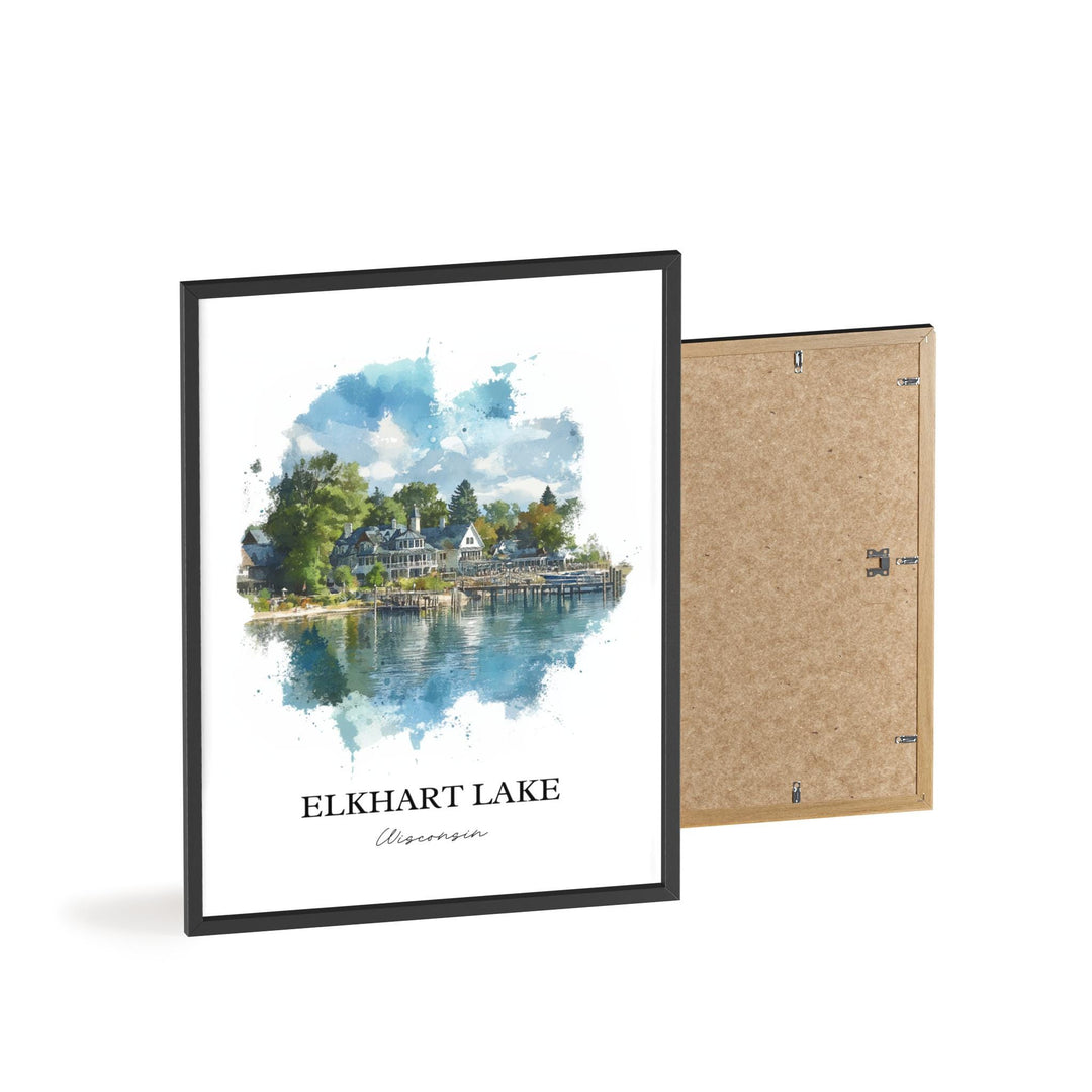 Elkhart Lake Wall Art, Sheboygan County Print, Wisconsin Watercolor Art, Elkhart Lake Gift, Travel Print, Travel Poster, Housewarming Gift