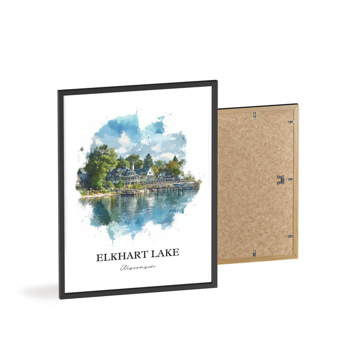 Elkhart Lake Wall Art, Sheboygan County Print, Wisconsin Watercolor Art, Elkhart Lake Gift, Travel Print, Travel Poster, Housewarming Gift