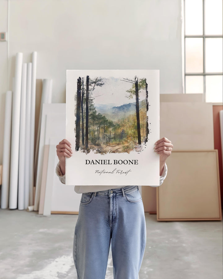 Daniel Boone National Forest Art, Kentucky Print, Kentucky Watercolor, Winchester KY Gift, Travel Print, Travel Poster, Housewarming Gift