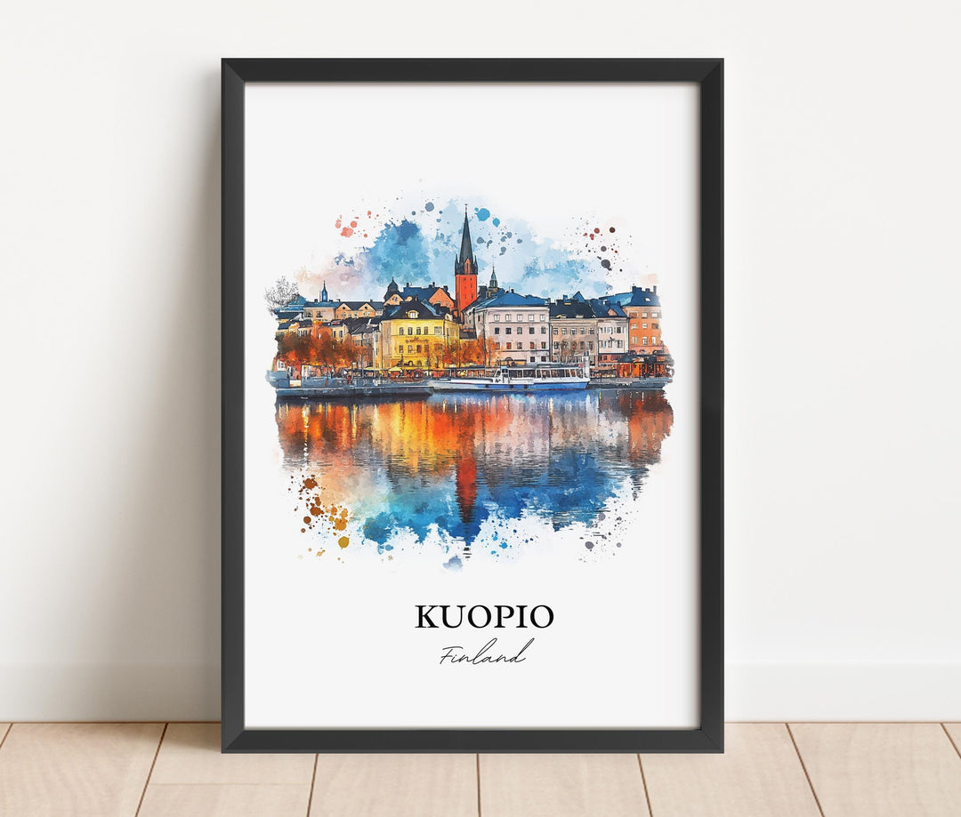 Kuopio Wall Art, North Savo Print, Finland Watercolor Art, Kuopio Finland Gift, Travel Print, Travel Poster, Housewarming Gift