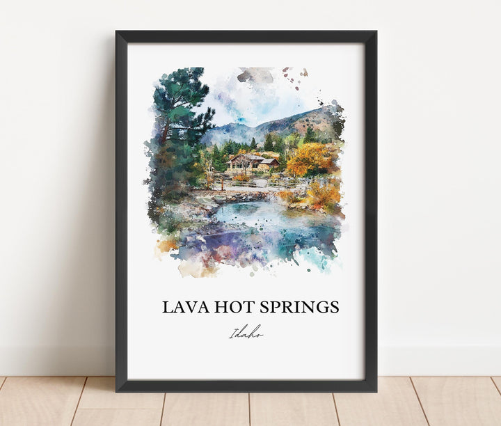 Lava Hot Springs Wall Art, Pocatello Print, Bannock County Watercolor, Lava Hot Springs Gift, Travel Print, Travel Poster, Housewarming Gift