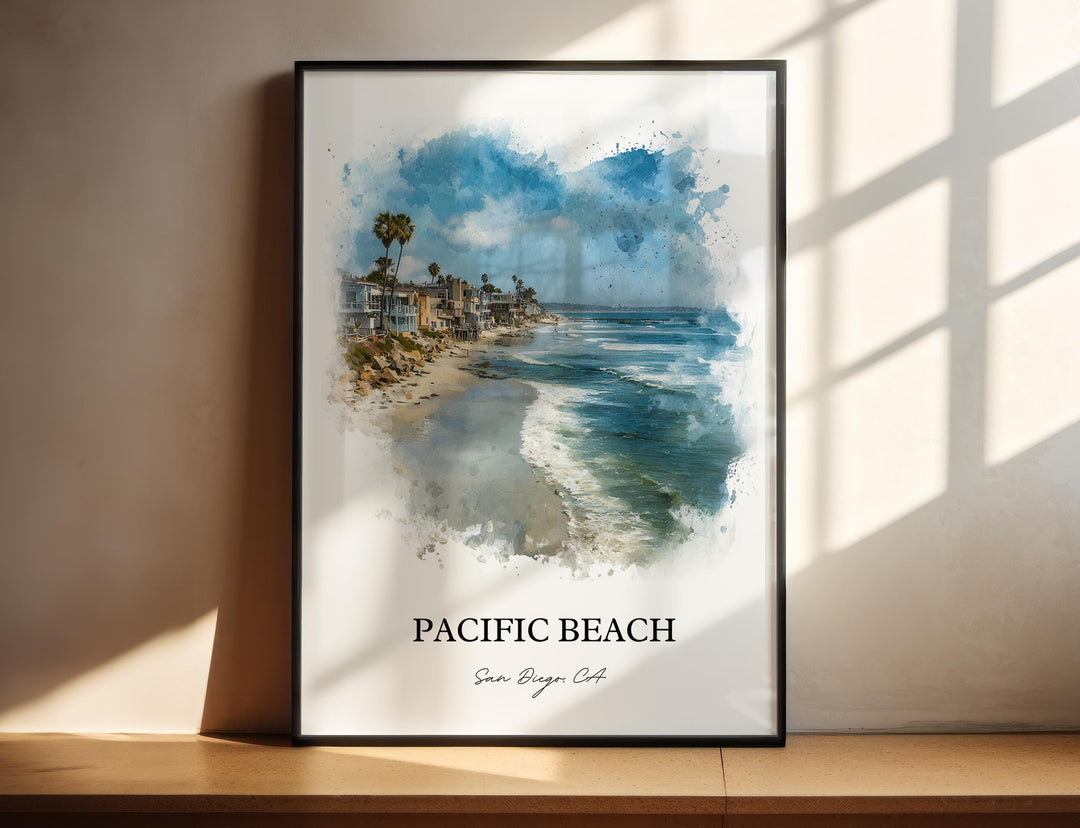Pacific Beach, California – Watercolor Art Print