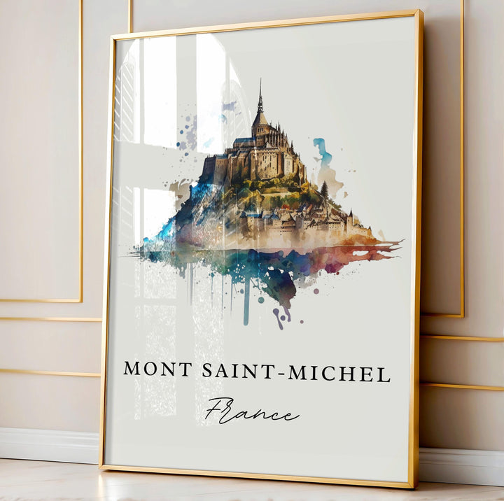 Saint Michel wall art - France, Saint Michel poster, Mont Saint Michel Wedding gift, Birthday present, Custom Text, Personalised Gift