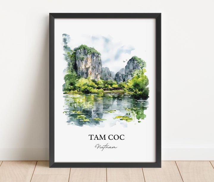 Tam Coc Wall Art, Ninh Bình Print, Vietnam Watercolor Art, Tam Coc Vietnam Gift, Travel Print, Travel Poster, Housewarming Gift