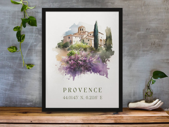 Provence traditional travel art - France, Provence poster, Wedding gift, Birthday present, Custom Text, Personalised Gift