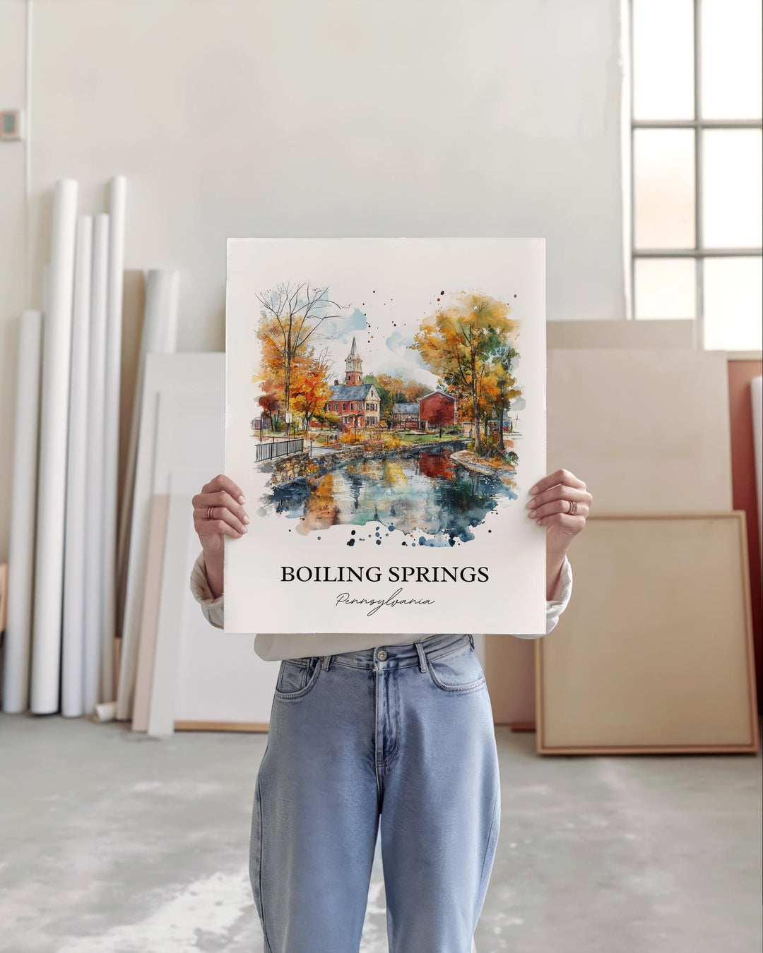 Boiling Springs PA Wall Art, Cumberland County Print, PA Watercolor, Boiling Springs Gift, Travel Print, Travel Poster, Housewarming Gift