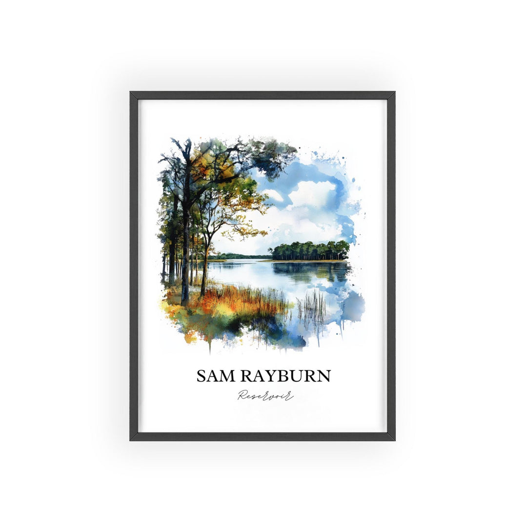 Sam Rayburn Reservoir Art, Deep East Texas Print, Texas Watercolor Art, Sam Rayburn TX Gift, Travel Print, Travel Poster, Housewarming Gift