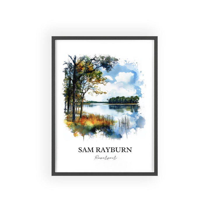 Sam Rayburn Reservoir Art, Deep East Texas Print, Texas Watercolor Art, Sam Rayburn TX Gift, Travel Print, Travel Poster, Housewarming Gift