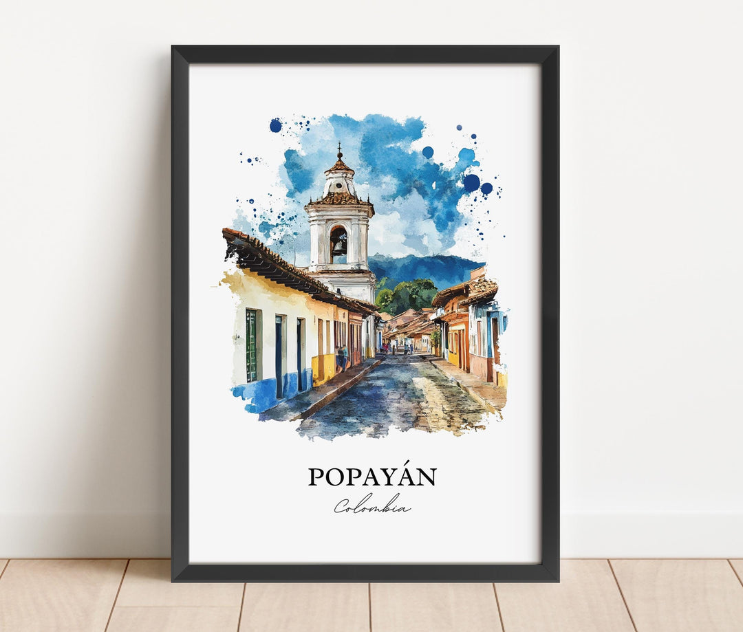 Popayán Wall Art, Bogotá Print, Colombia Watercolor Art, Popayán Colombia Gift, Travel Print, Travel Poster, Housewarming Gift
