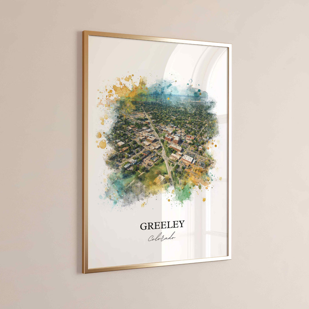 Greeley, Colorado Wall Art, Greeley Print, Greeley Watercolor Art, Weld County Gift, Travel Print, Travel Poster, Housewarming Gift