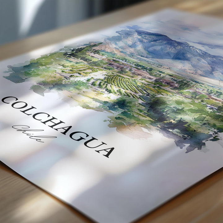 Colchagua Wall Art, Colchagua Print, Chile Watercolor Art, Colchagua Chile Gift, Travel Print, Travel Poster, Housewarming Gift