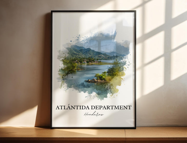 Atlántida Department Wall Art, Honduras Print, Honduras Watercolor Art, Honduras Gift, Honduras Print, Travel Poster, Housewarming Gift