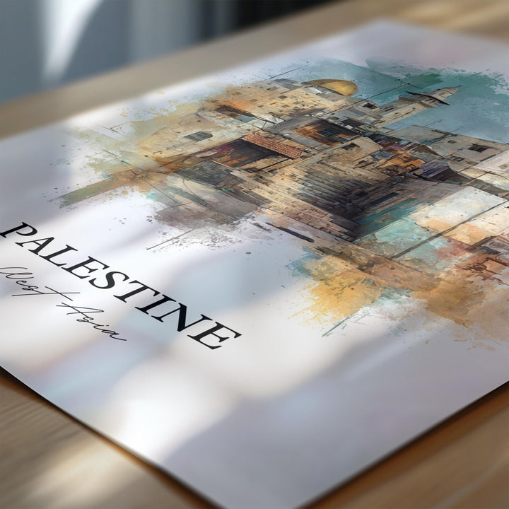 Palestine Wall Art, Palestine Print, Palestine Watercolor Art, Palestine Gift, Travel Print, Travel Poster, Housewarming Gift