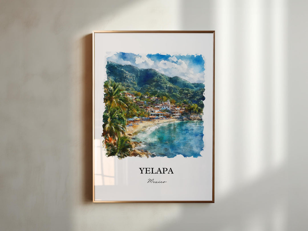 Yelapa Wall Art, Yelapa Mexico Print, Mexico Watercolor Art, Jalisco Gift, Travel Print, Travel Poster, Housewarming Gift