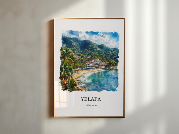 Yelapa Wall Art, Yelapa Mexico Print, Mexico Watercolor Art, Jalisco Gift, Travel Print, Travel Poster, Housewarming Gift
