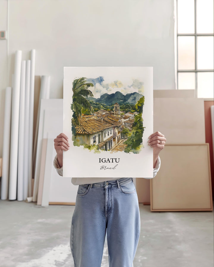 Igatu Brazil Wall Art, Igatu Ruins Print, Brazil Watercolor Art, Igatu Brazil Gift, Travel Print, Travel Poster, Housewarming Gift