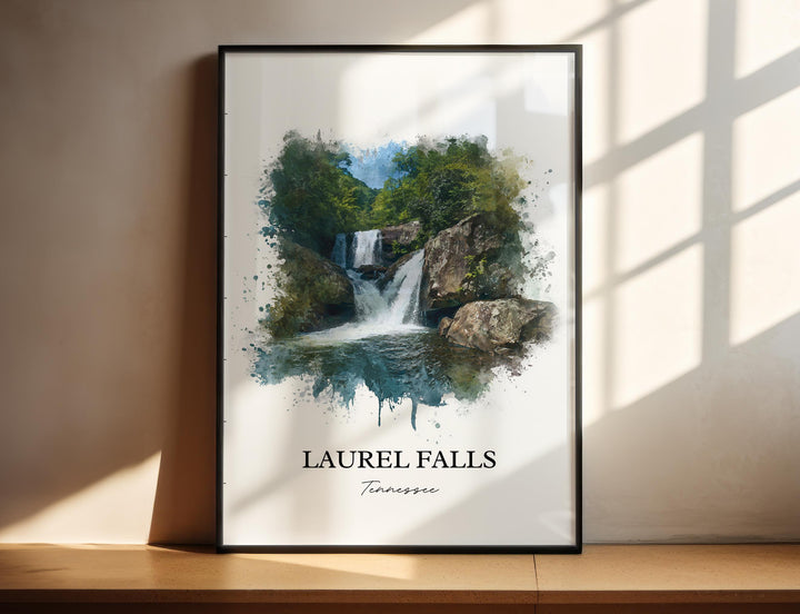 Laurel Falls TN Wall Art, Laurel Falls Print, Tennessee Watercolor Art, Laurel Falls Gift, Travel Print, Travel Poster, Housewarming Gift
