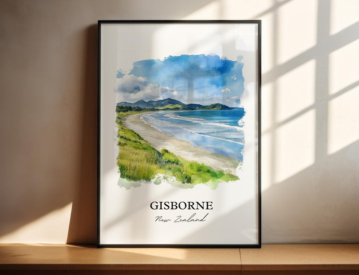 Gisborne, New Zealand – Watercolor Art Print