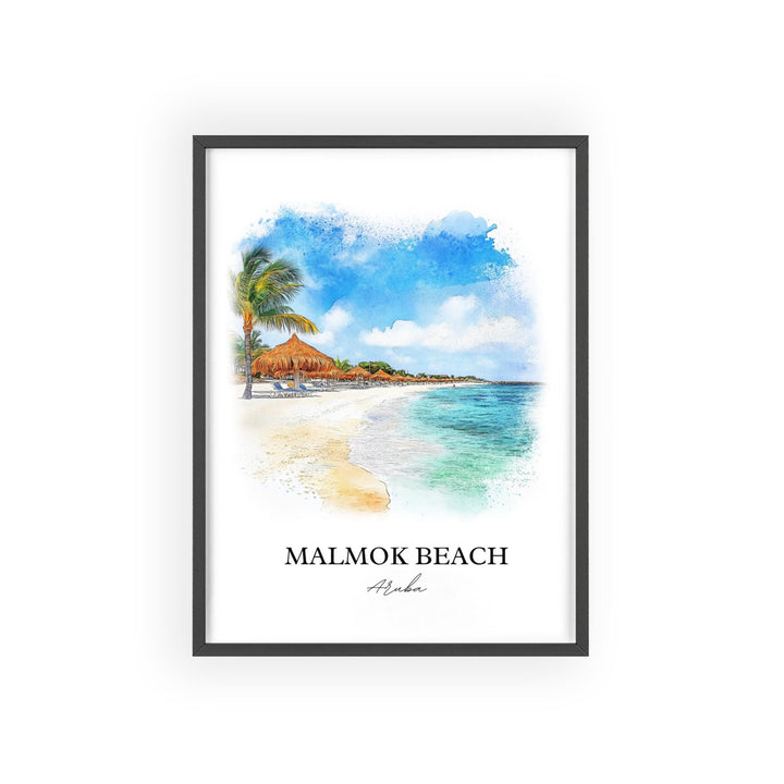 Malmok Beach Wall Art, Tres Trapi Print, Aruba Watercolor Art, Malmok Beach Gift, Travel Print, Travel Poster, Housewarming Gift