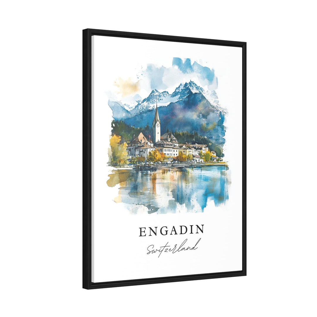 Engadin Switzerland Wall Art, Engadin Print, Engadin Watercolor, Engadin Region Gift,