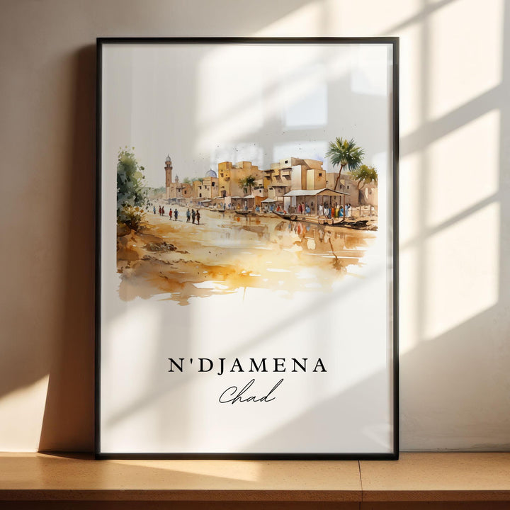 N'Djamena wall art - Chad, N'Djamena poster, N'Djamena Wedding gift, Chad Africa present, Custom Text, Personalized Gift