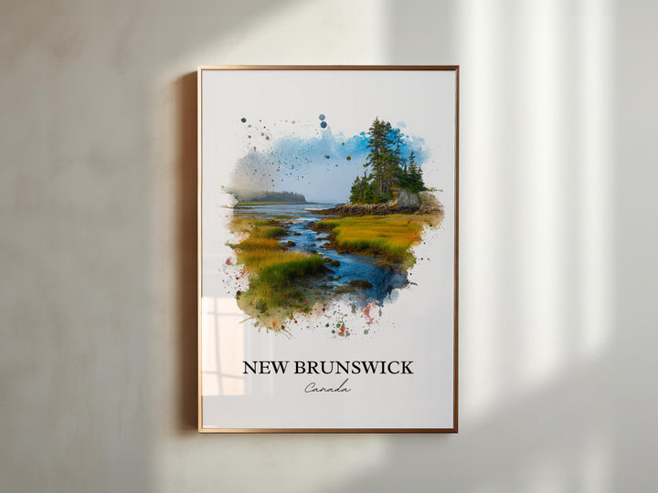 New Brunswick Wall Art, Canada Print, New Brunswick Watercolor Art, NB Canada Gift, Quebec Travel Print, Travel Poster, Housewarming Gift