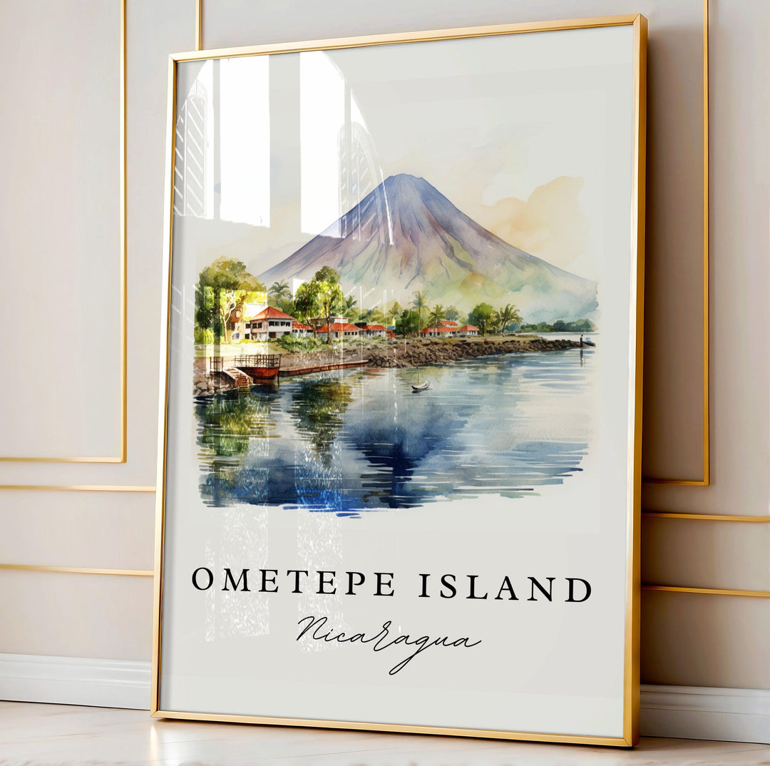 Ometepe Island wall art - Nicaragua, Ometepe poster, Lake Nicaragua Wedding gift, Birthday present, Custom Text, Personalized Gift