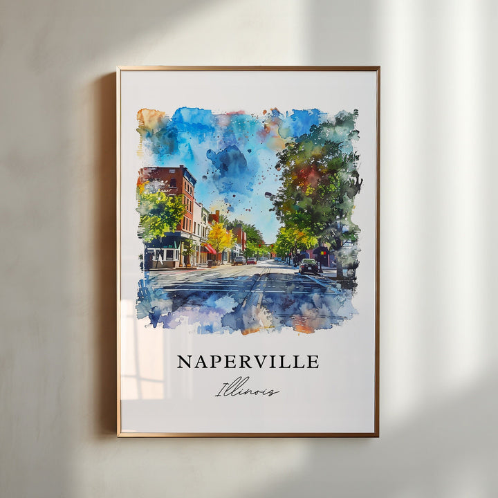 Naperville IL Wall Art, Naperville Illinois Print, Naperville Watercolor, Illinois Town Gift,