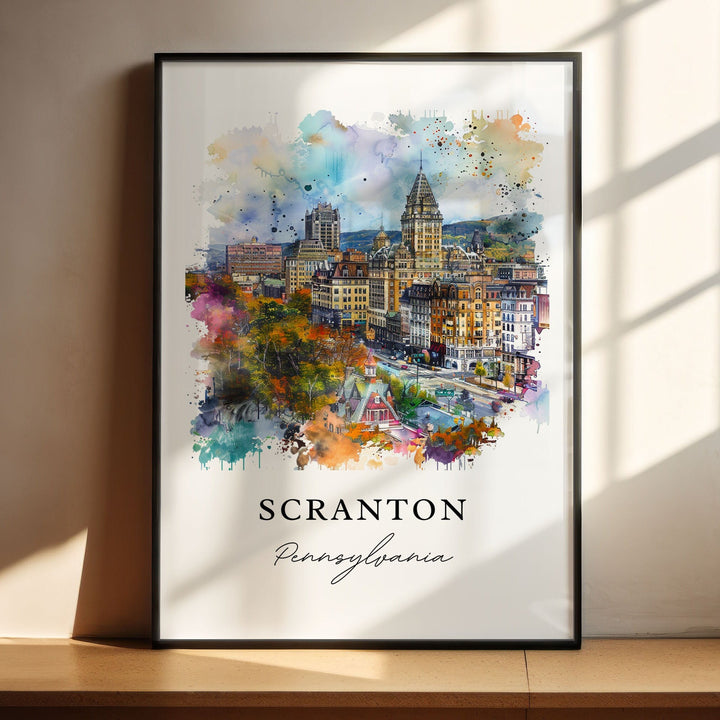 Scranton PA Wall Art, Scranton Print, Scranton Watercolor Art, Scranton Pennsylvania Gift,