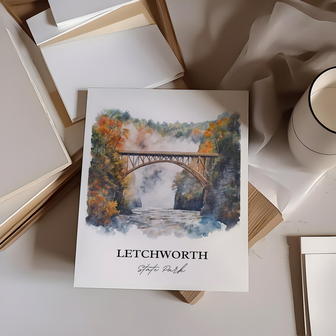 Letchworth State Park Art, Livingston County Print, Genesee River Artwork, Letchworth Gift, Travel Print, Travel Poster, Housewarming Gift