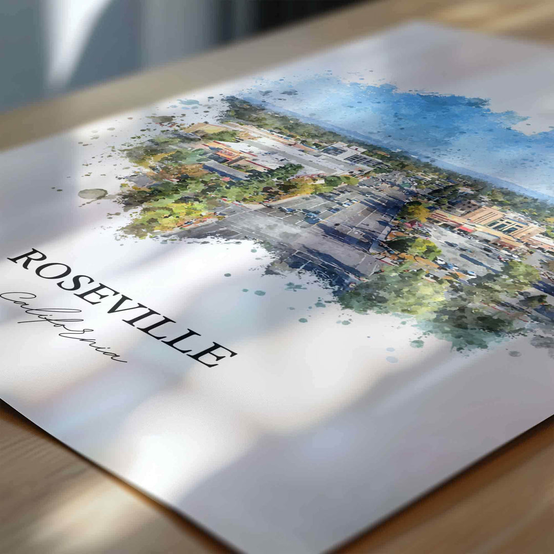 Roseville, California – Watercolor Art Print
