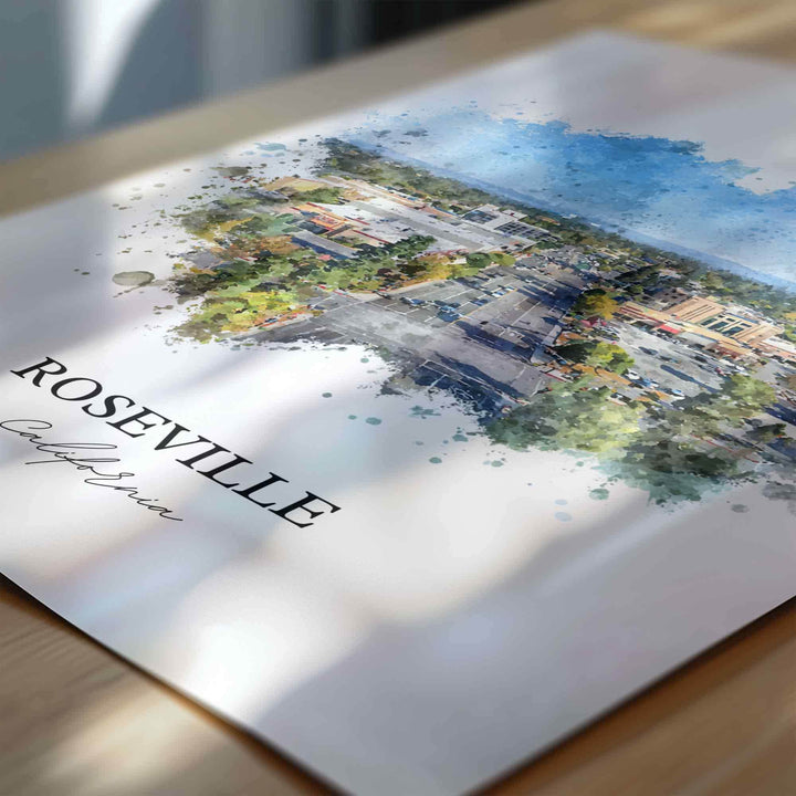 Roseville, California – Watercolor Art Print